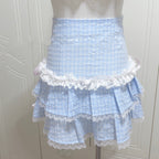 Cream Plaid Cake Dress HA1561