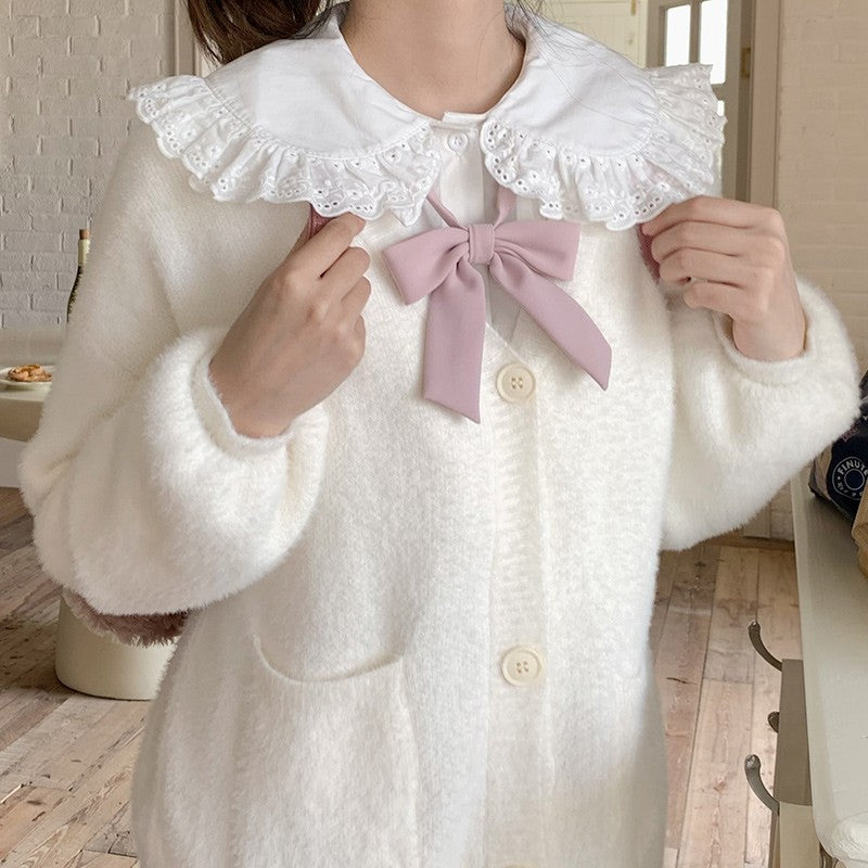 Long sleeve plush cardigan sweater   HA1476