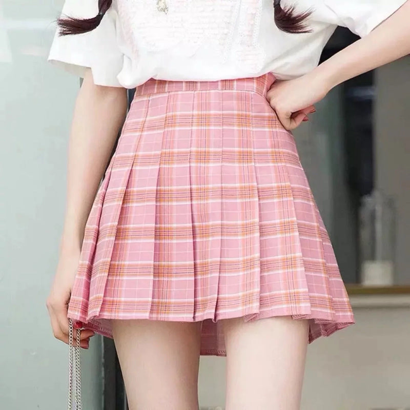Plaid pleated skirt   HA0386
