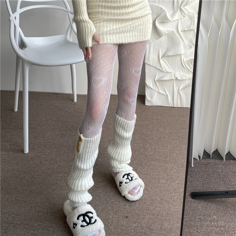 Sweet Heart Jacquard Net Socks   HA0805