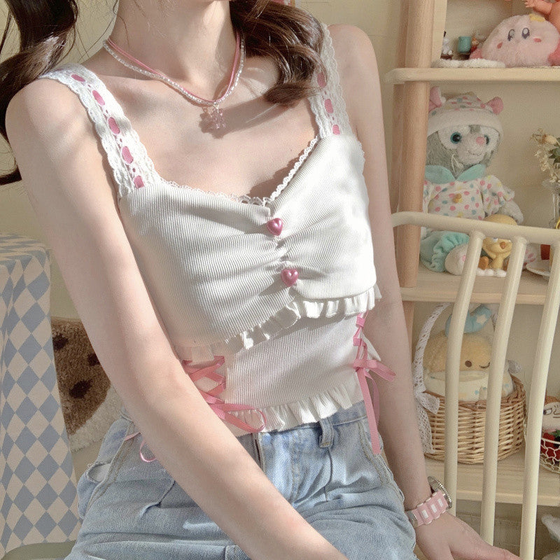 Lace Heart Buckle Camisole    HA0727