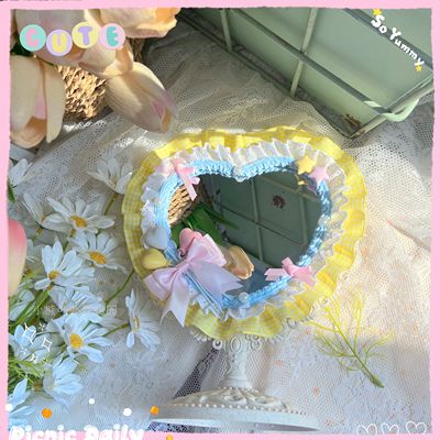 Plaid Lace Bow Heart Mirror    HA0754