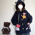 Sweet and cute cat embroidered coat   HA1141