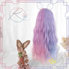 Half blue half purple long curly wig  HA0797