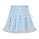Pink Plaid Pleated Skirt  HA0319