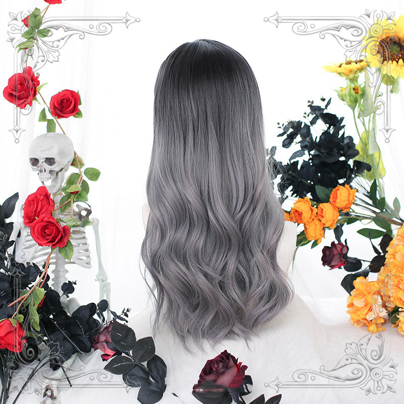 Gray Miasma Partially Dyed Long Curly Hair  HA0465