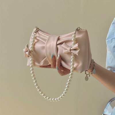 Girly Pearl Bow Underarm Tote   HA0671