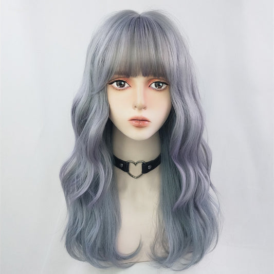 Gray-blue curly hair  HA0038