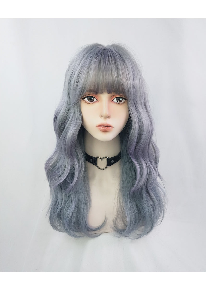 Gray-blue curly hair  HA0038