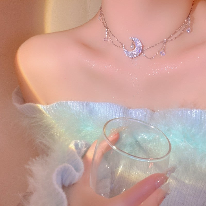 Diamond Moon Clavicle Chain   HA1722