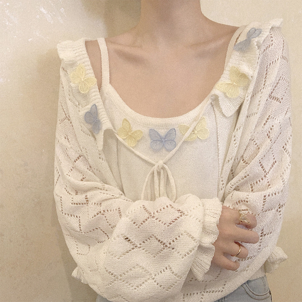 Versatile Cream Knit Cardigan   HA0558