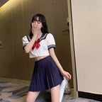Fashionable age-reducing shirt and skirt two-piece set   HA1325