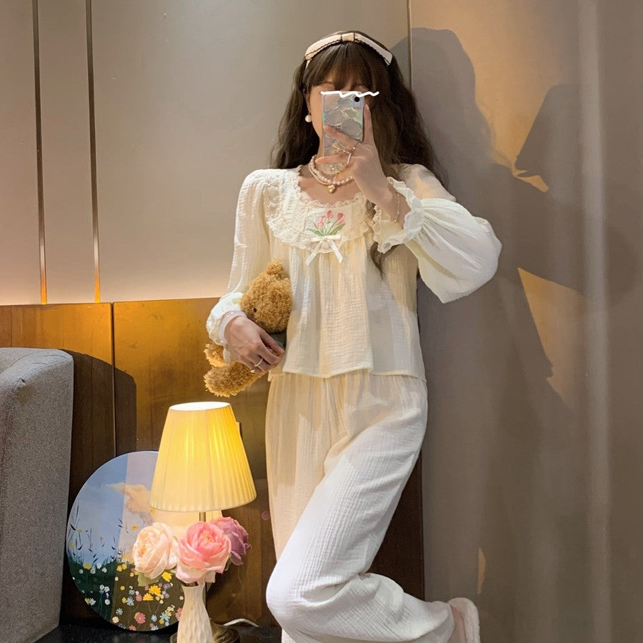 Sweet court style round neck pajamas  HA1468