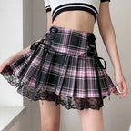 Plaid pleated skirt    HA0514