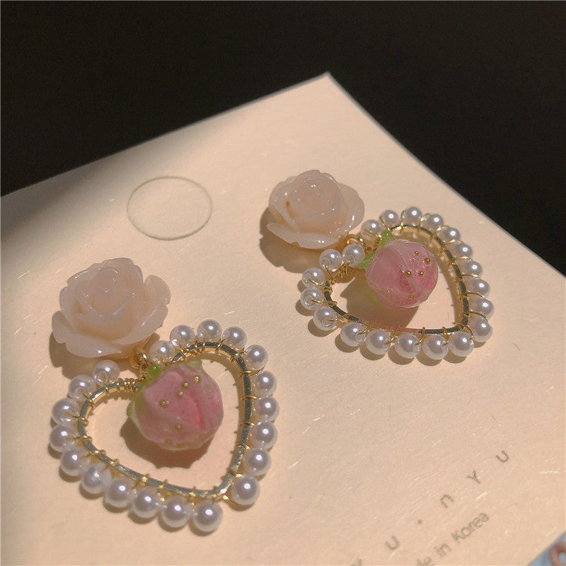 Pink Heart Peach Heart Stud Earrings  HA0795