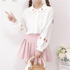 Strawberry Embroidered Long Sleeve Shirt   HA1143