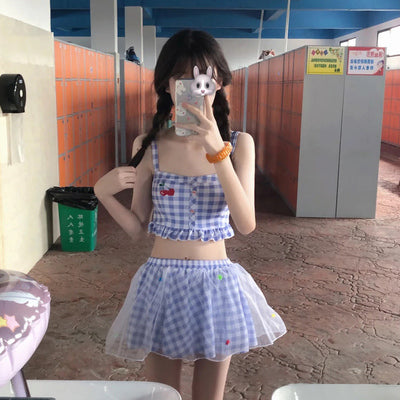 Split plaid swimsuit  HA0537