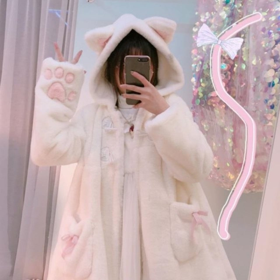 Cute cat paw plush coat   HA1458
