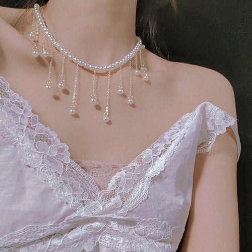 Pearl tassel collarbone chain HA1069