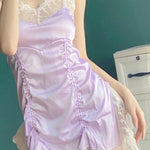 French satin lace nightdress   HA1581