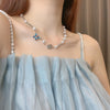 Butterfly Pearl Clavicle Chain   HA1296