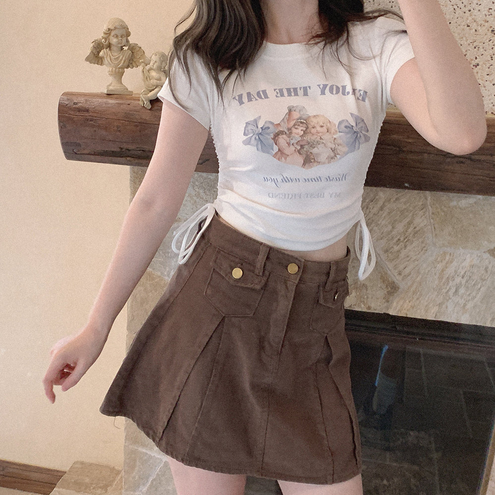 Slim fit drawstring short sleeve HA0915