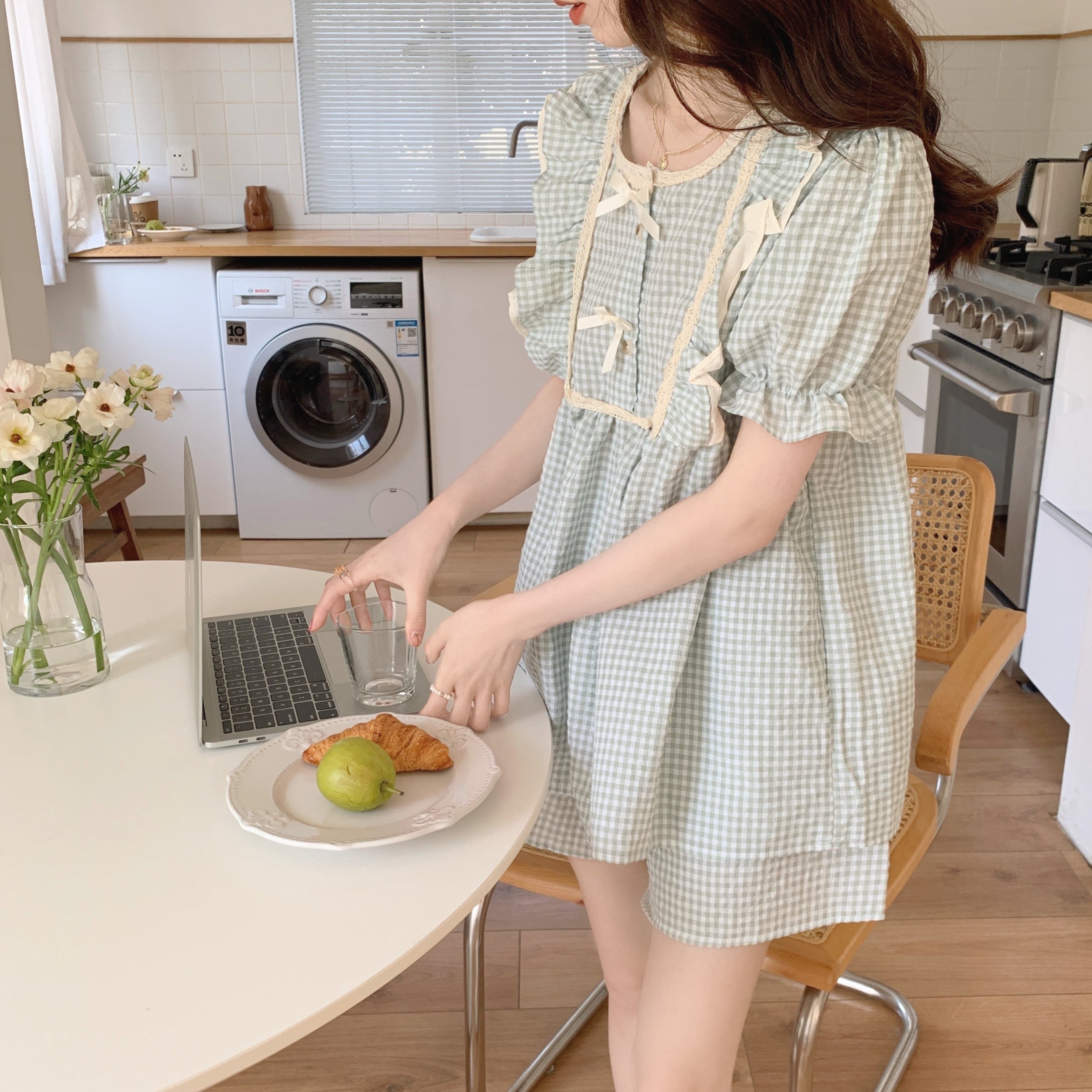Princess Style Puff Sleeve Short Sleeve Shorts Set    HA0773