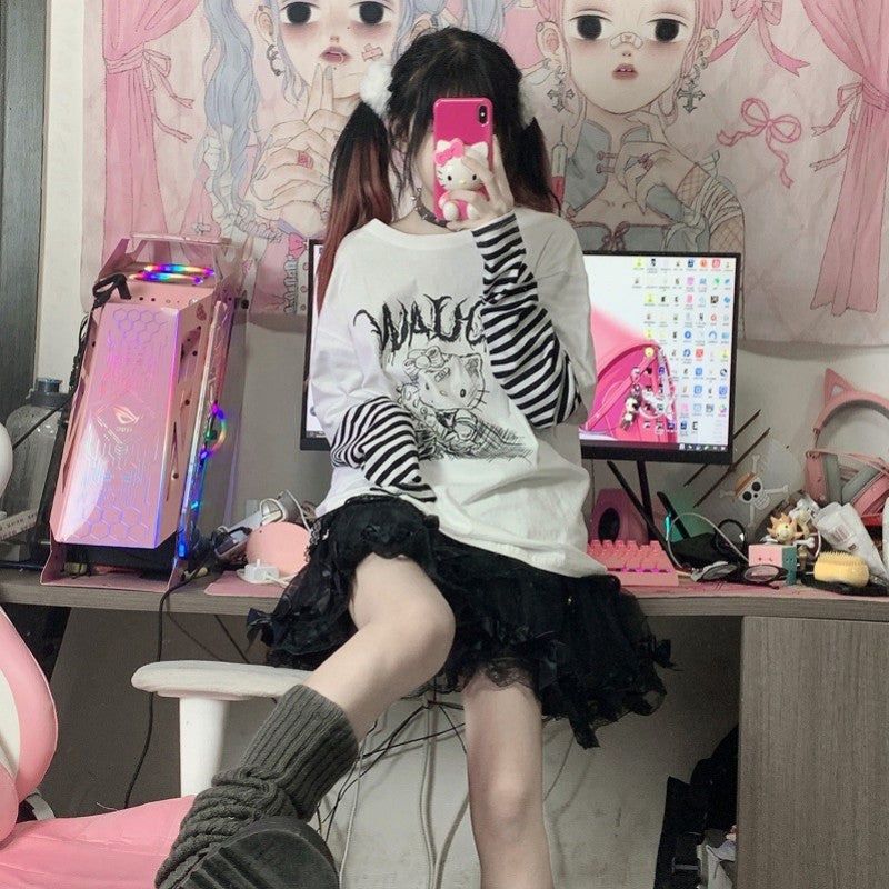 Comic Stripe Long Sleeve Top  HA1293