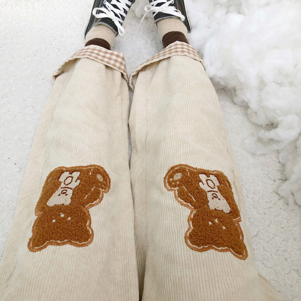 Bear embroidered slacks  HA1201