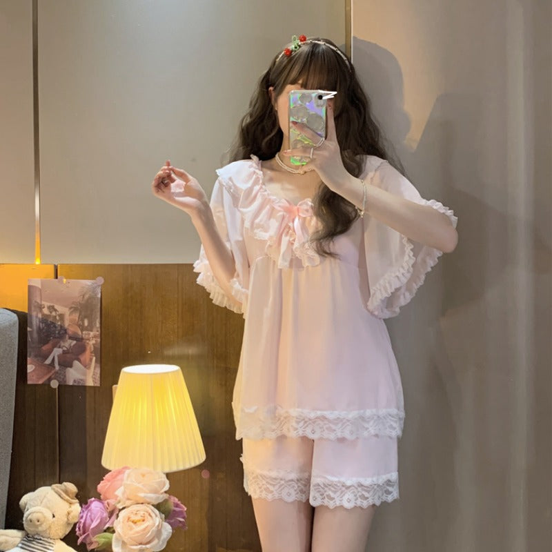 Lce Silk Short Sleeve Shorts Home Set  HA0427