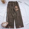 Cute Bear Corduroy Wide Leg Pants   HA1203