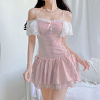 Lace-up neckline suspender skirt HA0909