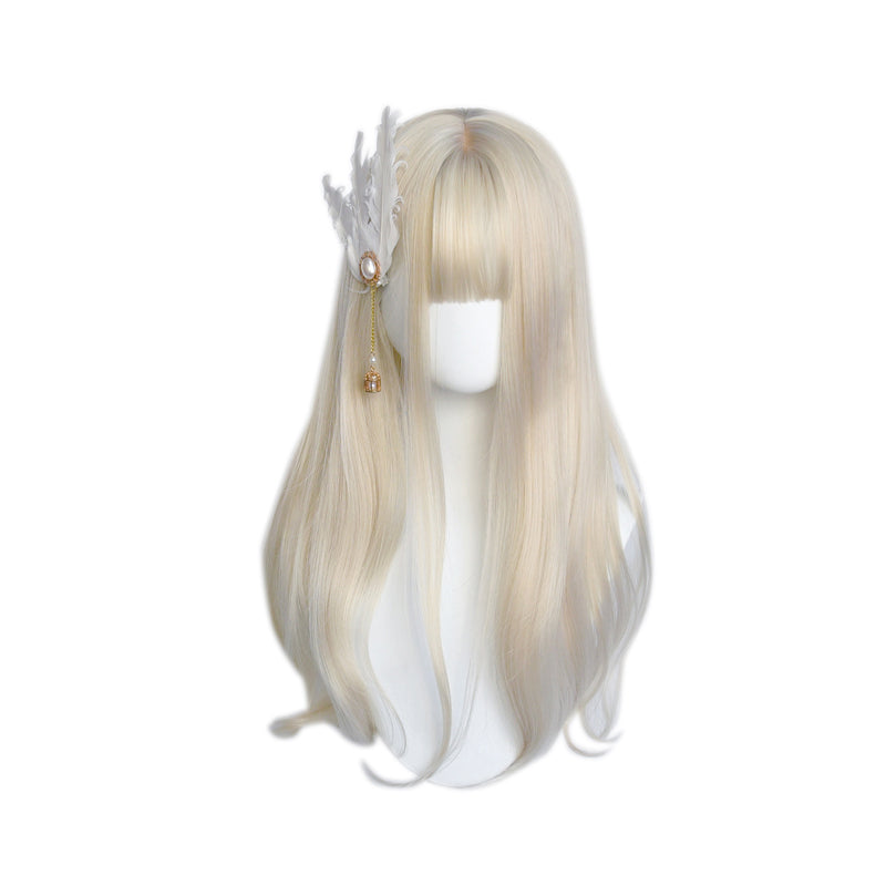 Creamy Off-White Long Curly Hair HA0583