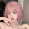 Short straight pink hair with bob head  HA0149