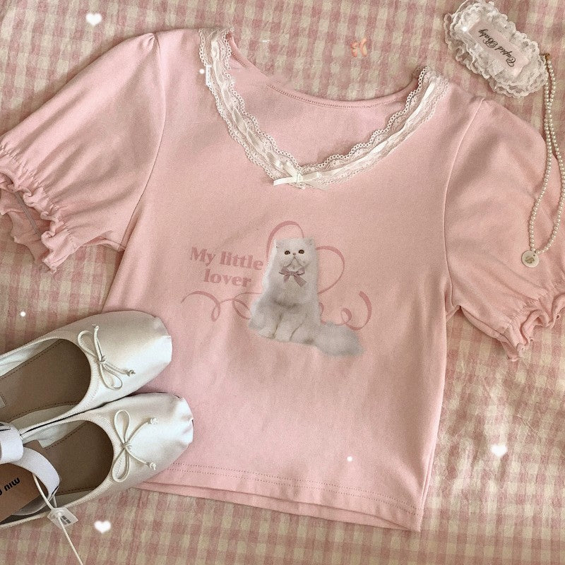 Puff Sleeve Sweet Girl T-Shirt  HA1657
