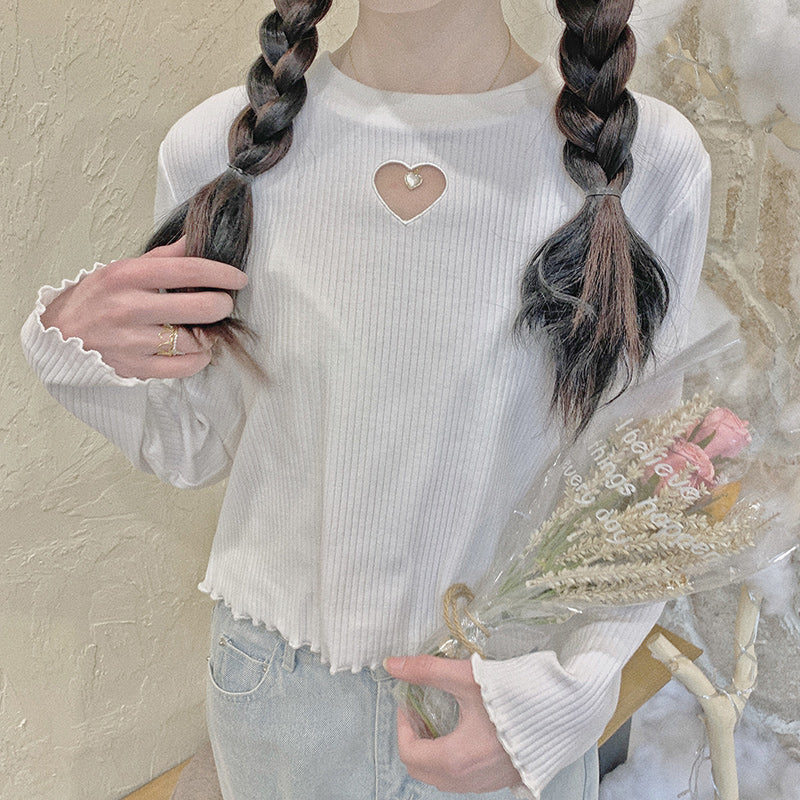 Heart cutout T-shirt HA1006