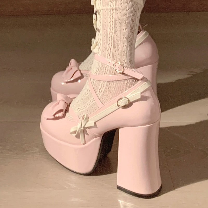 Pink bow super high heels   HA1606