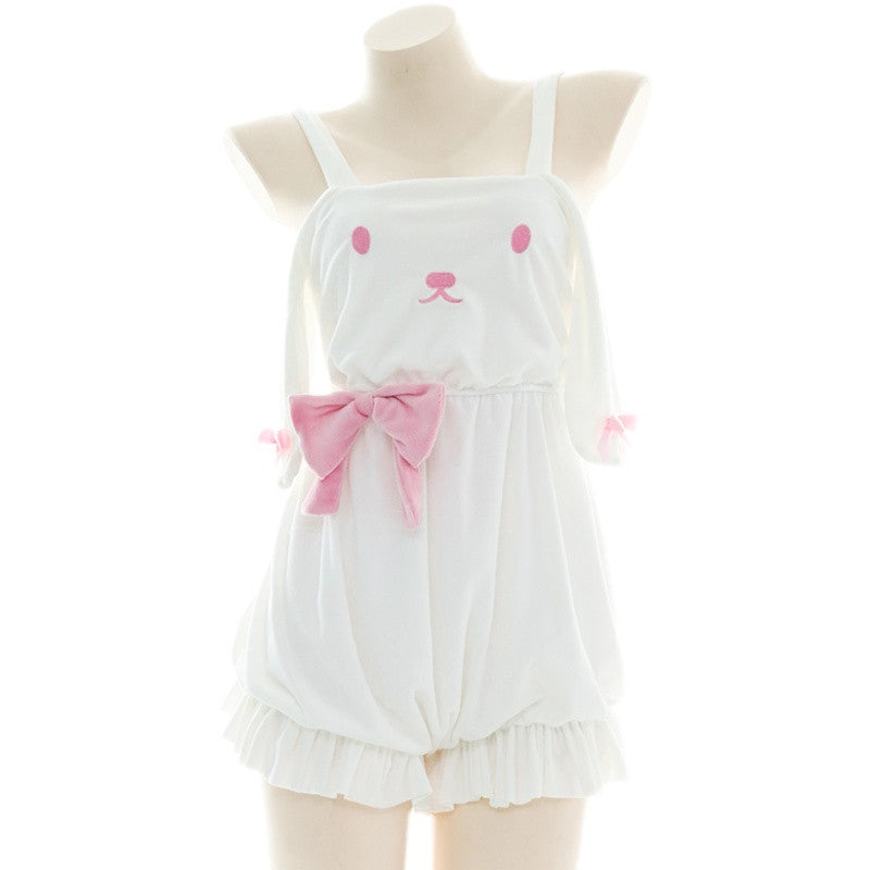 Plush bunny suspender Rompers   HA0680