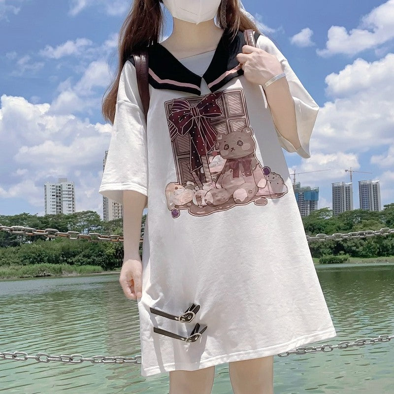 Sweet bear print bottoming shirt   HA1500
