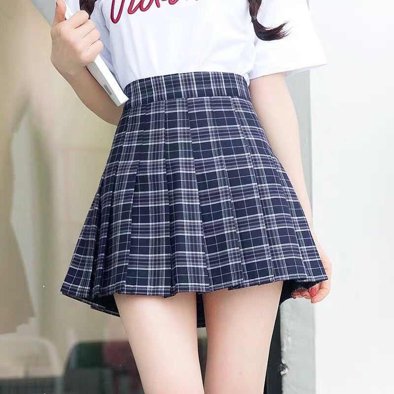 Plaid pleated skirt   HA0386