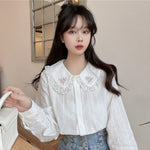 Lace Doll Collar White Long Sleeve Shirt HA1467