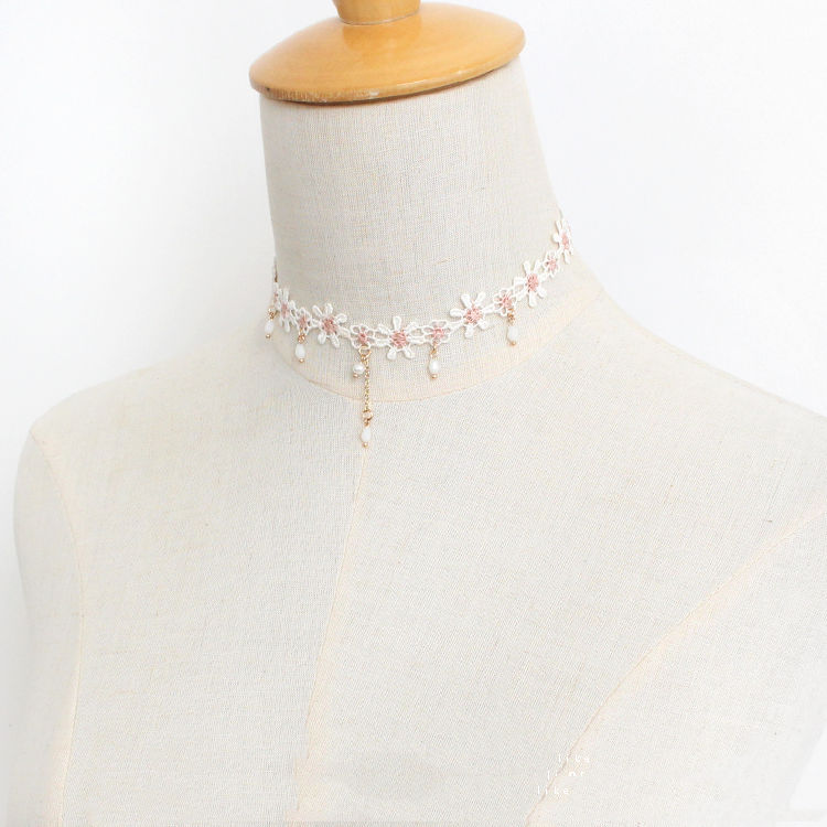 Pink Daisy Lace Clavicle Chain  HA0794