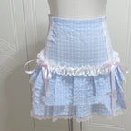 Cream Plaid Cake Dress HA1561