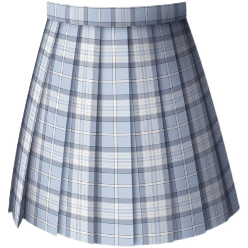 Sky Blue grid skirt   HA0737