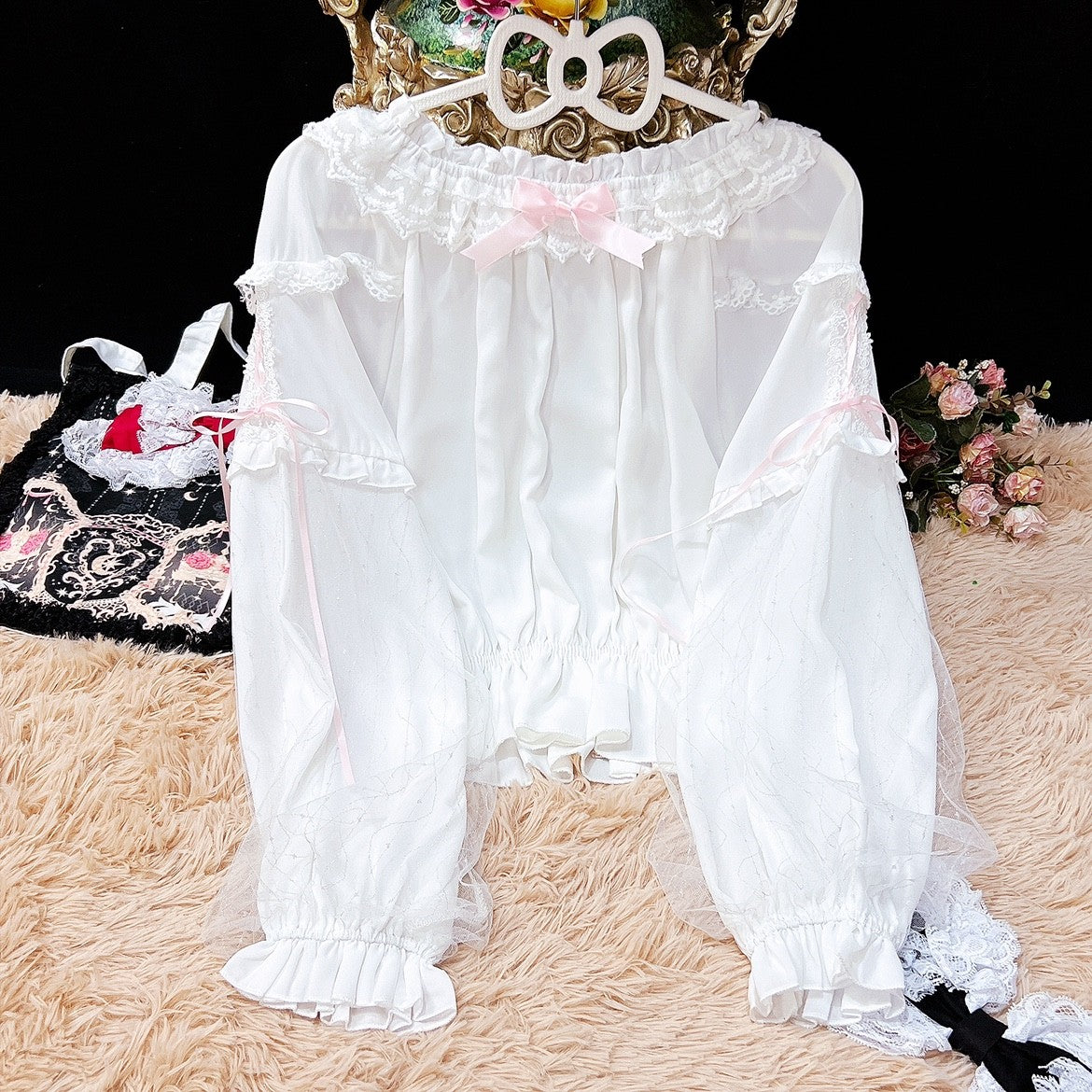 Sweet Bow Mesh Long Sleeves   HA1410