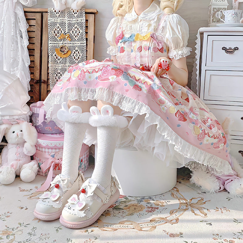 Solid Color Mid Tube Lolita White Socks  HA0810