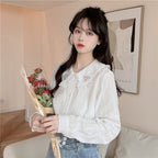 Lace Doll Collar White Long Sleeve Shirt HA1467