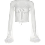 Plush Mesh Long Sleeve T-Shirt  HA1259