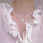 Cream Sweetheart Peach Heart Love Necklace  HA0668