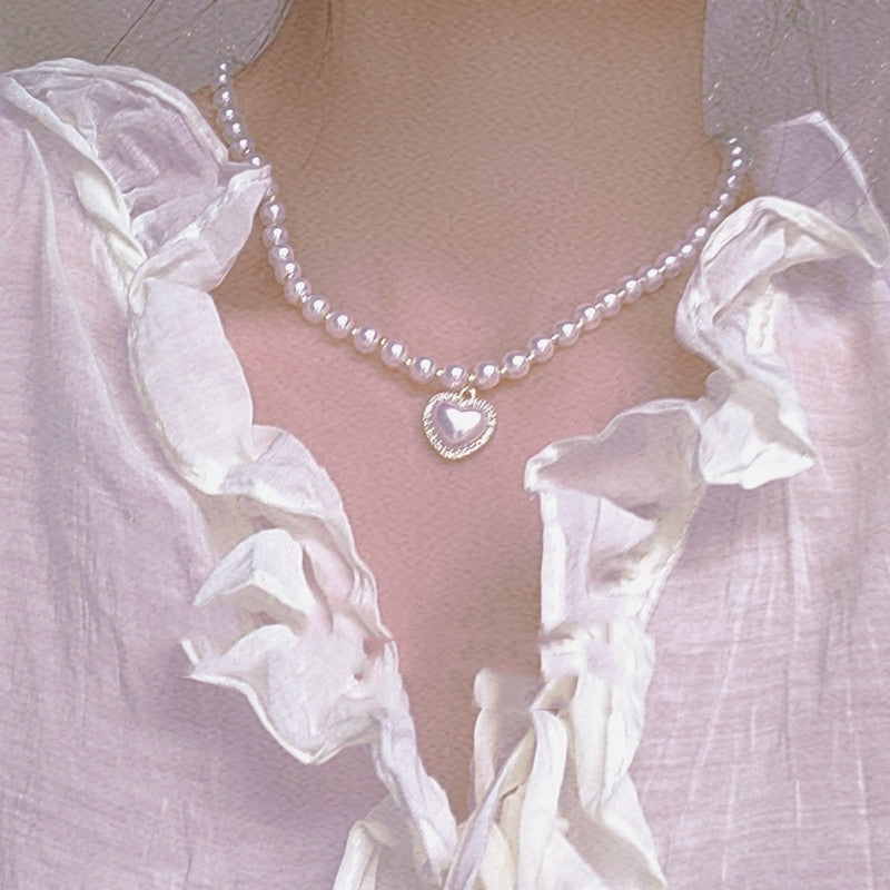 Cream Sweetheart Peach Heart Love Necklace  HA0668